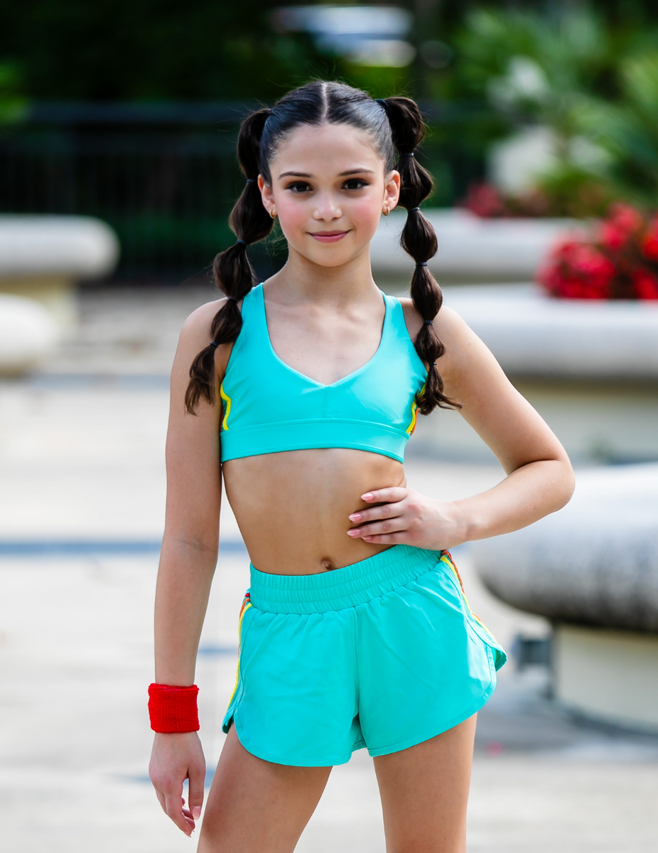 The Lily Short (OLL363-PLM) - Pool Blue/Multi – Oh La La Dancewear