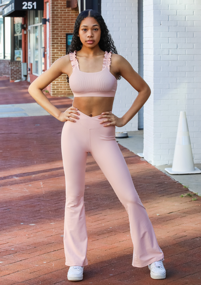 The Crossover Flare Legging (OLL213-RCL) - Rose Cloud - FINAL SALE