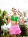 The Match Point Top (OLL360-GBS) - Green Bee/Sachet Pink