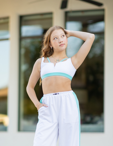 The Bella Top (OLL410-WAS) - White/Aqua Sky