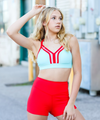 The Refresh Ribbed Top (OLL144-TWR) - Turquoise/ Red/White